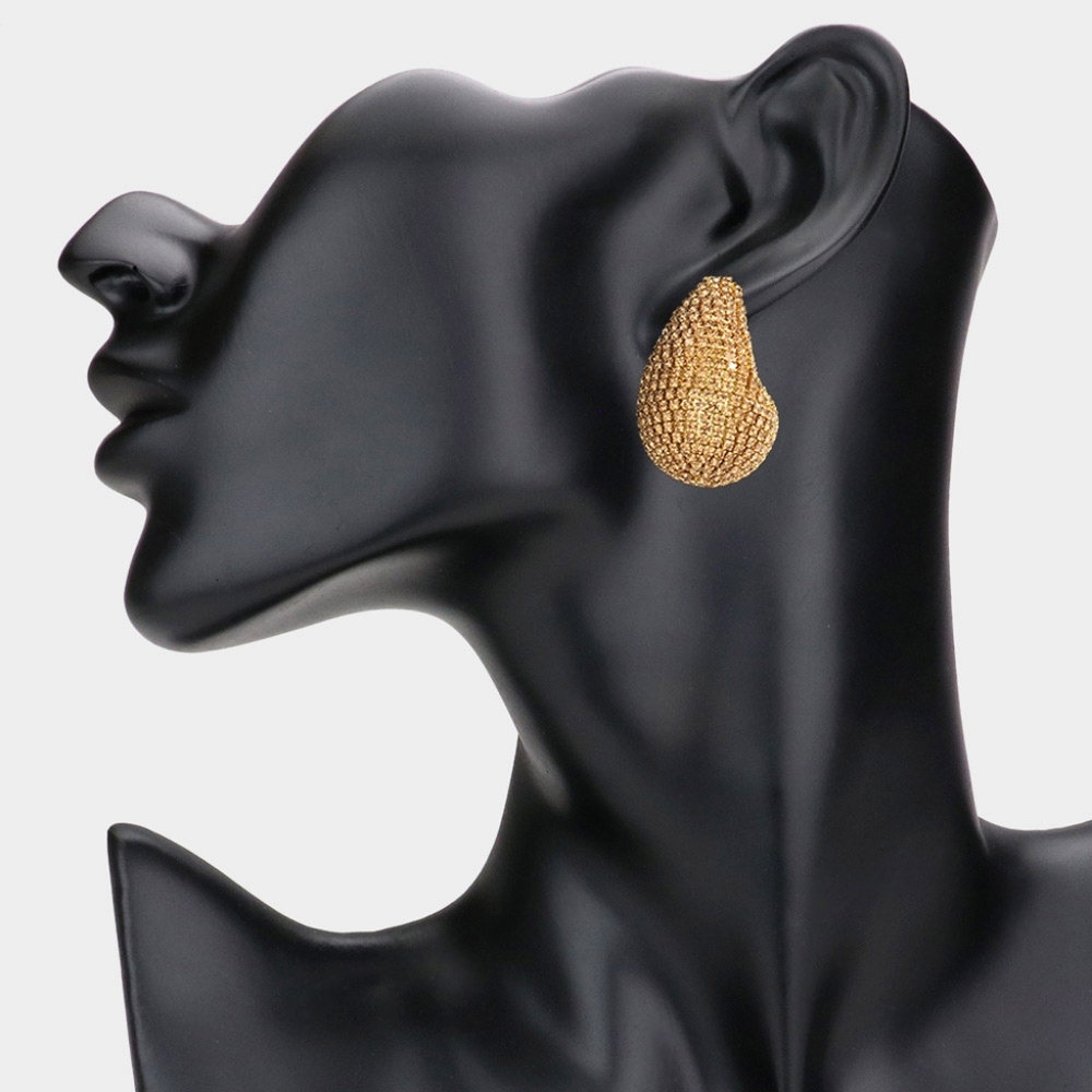 Topaz Bling Rhinestone Stud Earrings Statement Accessories Teardrop WaterDrop